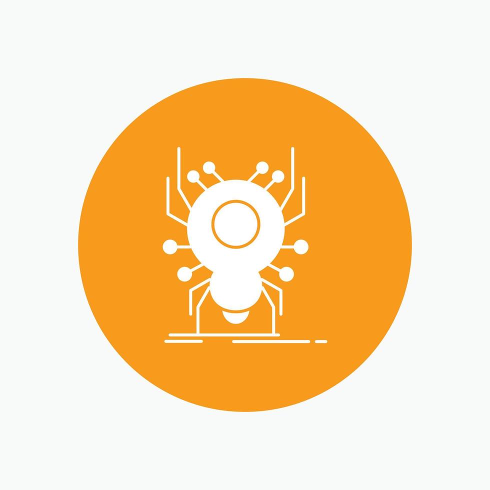 Insekt. Insekt. Spinne. Virus. weißes Glyphen-Symbol der App im Kreis. Vektor-Button-Illustration vektor
