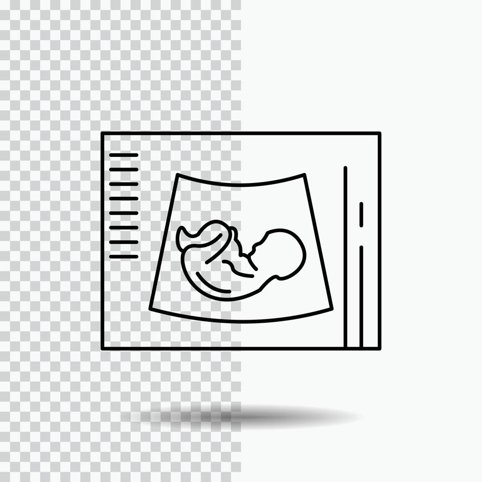 Mutterschaft. Schwangerschaft. Sonogramm. Baby. Ultraschall-Liniensymbol auf transparentem Hintergrund. schwarze Symbolvektorillustration vektor