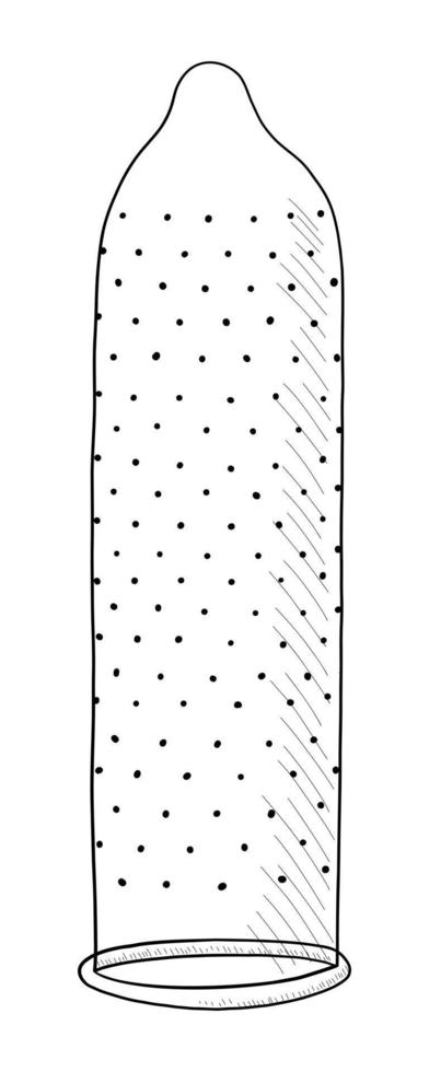 vektor svart och vit kontur illustration av en kondom