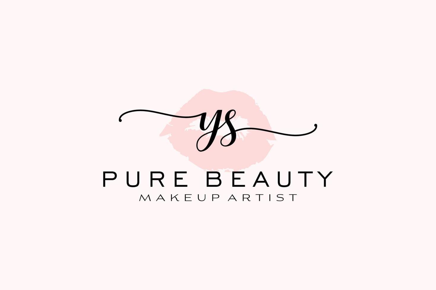 vorgefertigtes Logo-Design mit anfänglichen ys-Aquarelllippen, Logo für Make-up-Künstler-Business-Branding, errötendes Beauty-Boutique-Logo-Design, Kalligrafie-Logo mit kreativer Vorlage. vektor