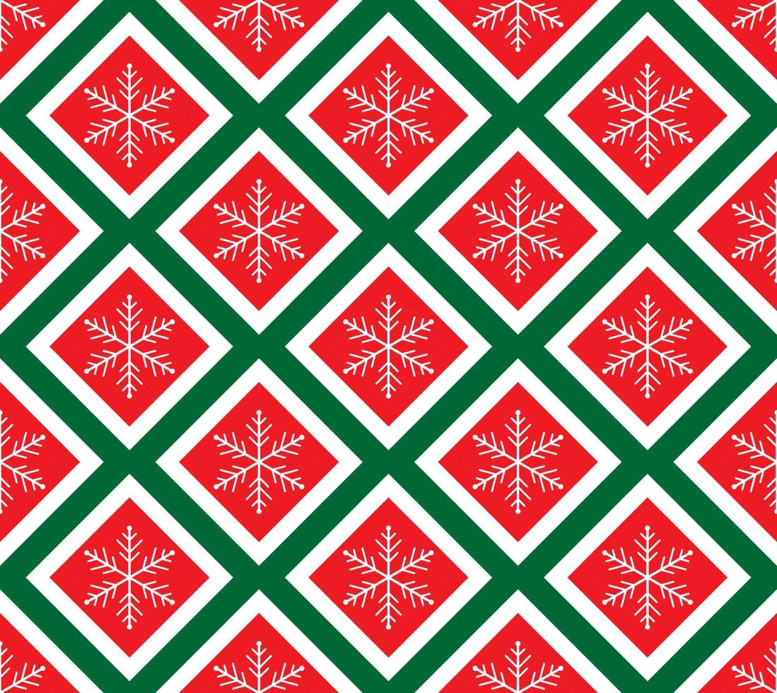 weihnachten nahtloses geometrisches muster mit rauten und schneeflocken. Perfekt für Geschenkpapier, Stoffdruck, Grußkartendesign vektor