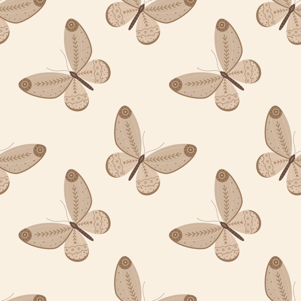 Nahtloses Muster mit Schmetterlingen im handgezeichneten Stil gezeichnet. vektorillustration für sommertextilien oder verpackungspapier vektor