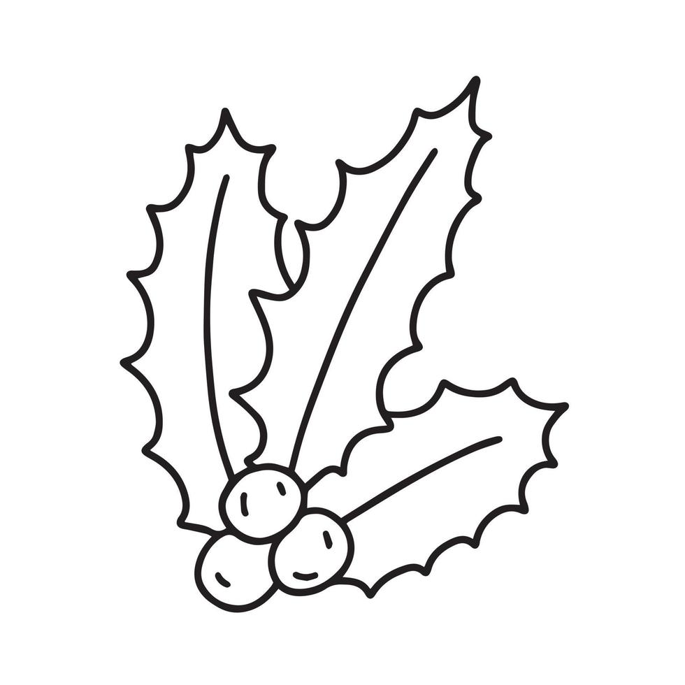 Gekritzel-Mistelzweig-Vektorillustration. hand gezeichnete mistelskizze isoliert vektor