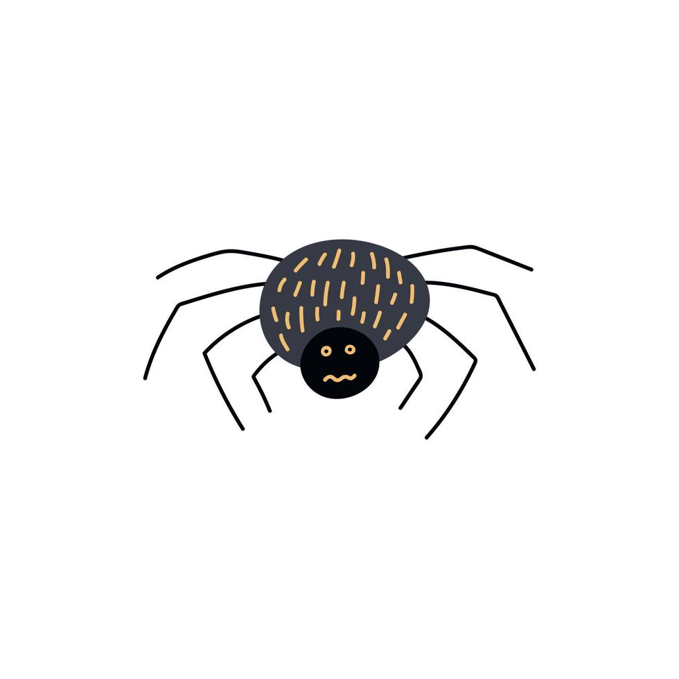 Vektor schwarze Spinne ClipArt. hand gezeichnete niedliche spinnenillustration