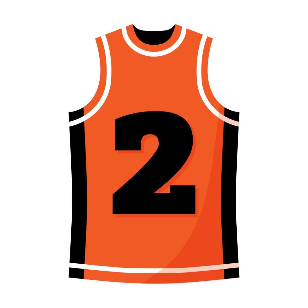 Spieleruniform, orangefarbenes Trikot mit Nummer. 3x3 Basketballsportgeräte. Sommerspiele. vektor