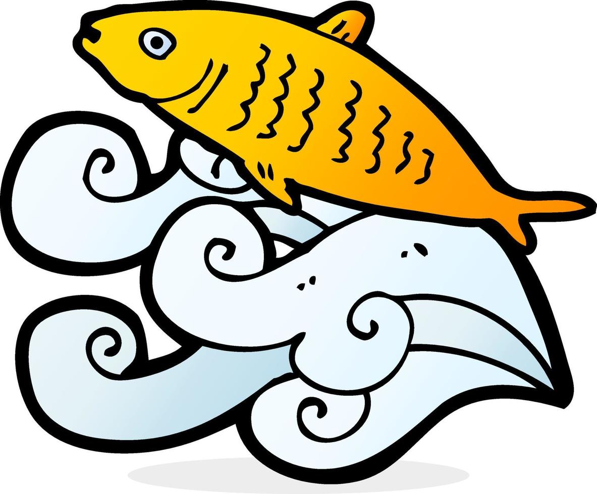 klotter karaktär tecknad serie fisk vektor