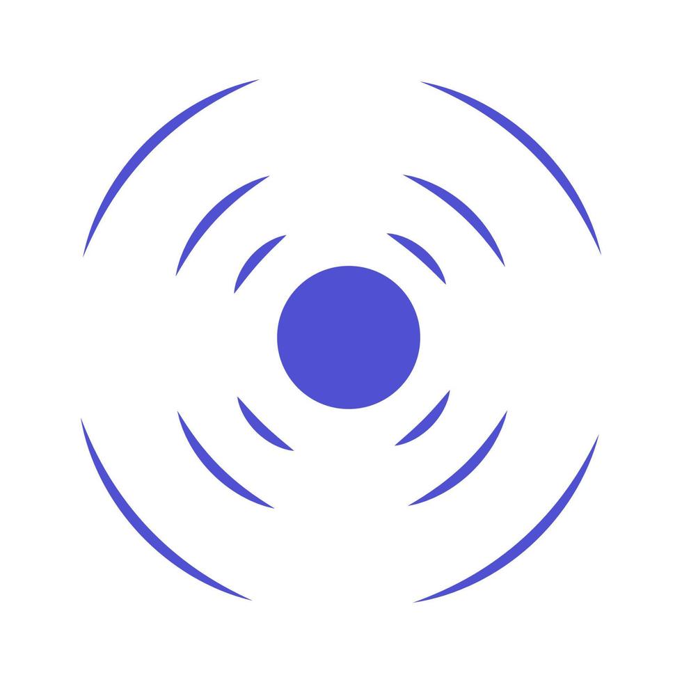 Echo Sonarwellen. blaues radarsymbol auf see- und ultraschallsignalreflexion. Symbol Vibrationen oder Wasser erkennen und scannen. rundes pulsierendes kreiswellensystem-vektor-illustrationskonzept vektor