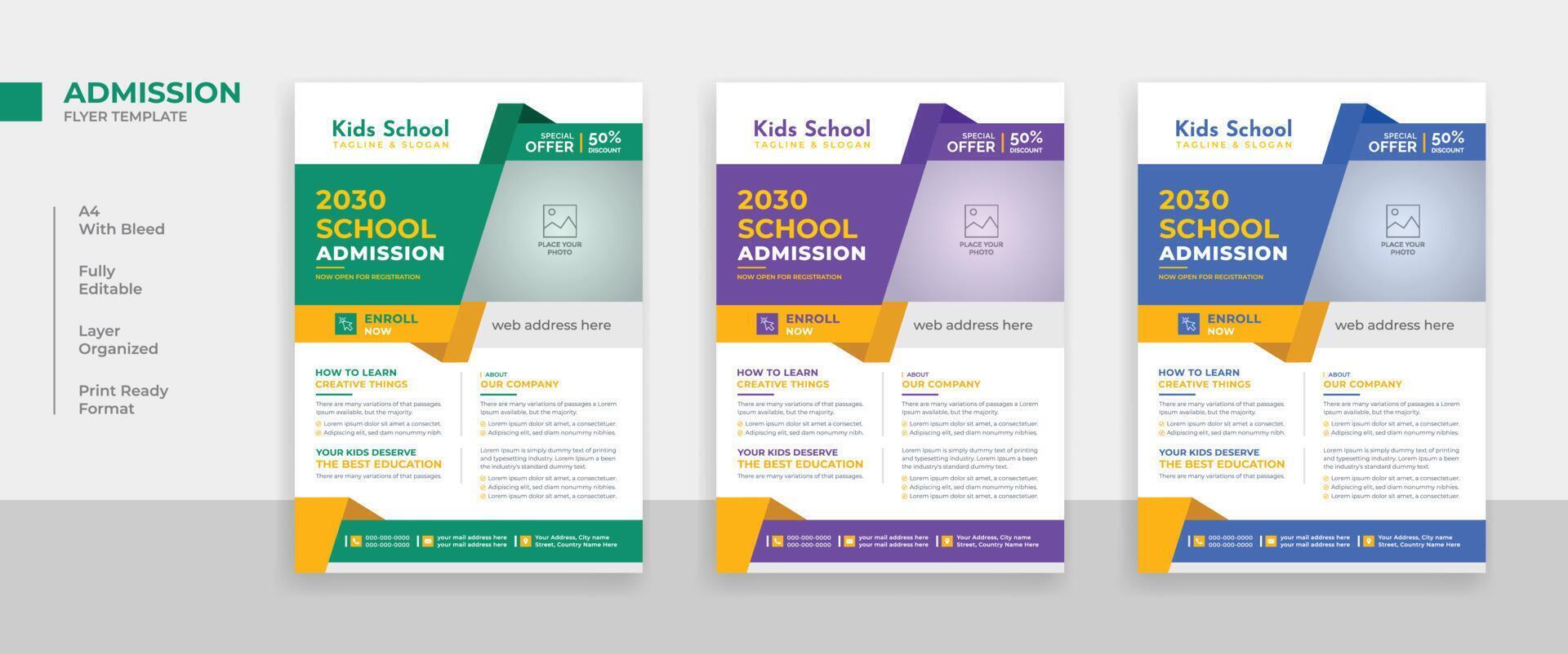 flyer-design für die schulzulassung für kinder, design von bildungsplakatvorlagen vektor