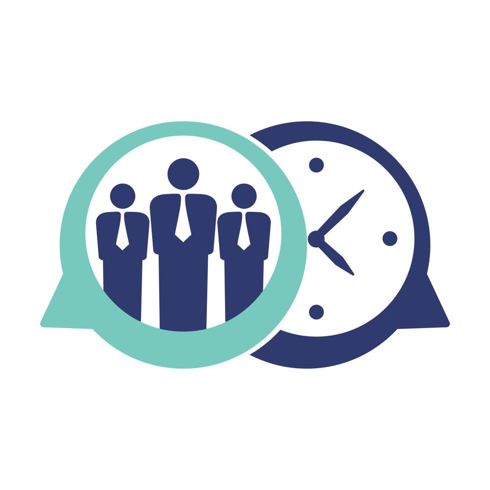 Meeting-Time-Logo-Design. Konzeptdesign für Geschäftsdiskussionszeiten. vektor