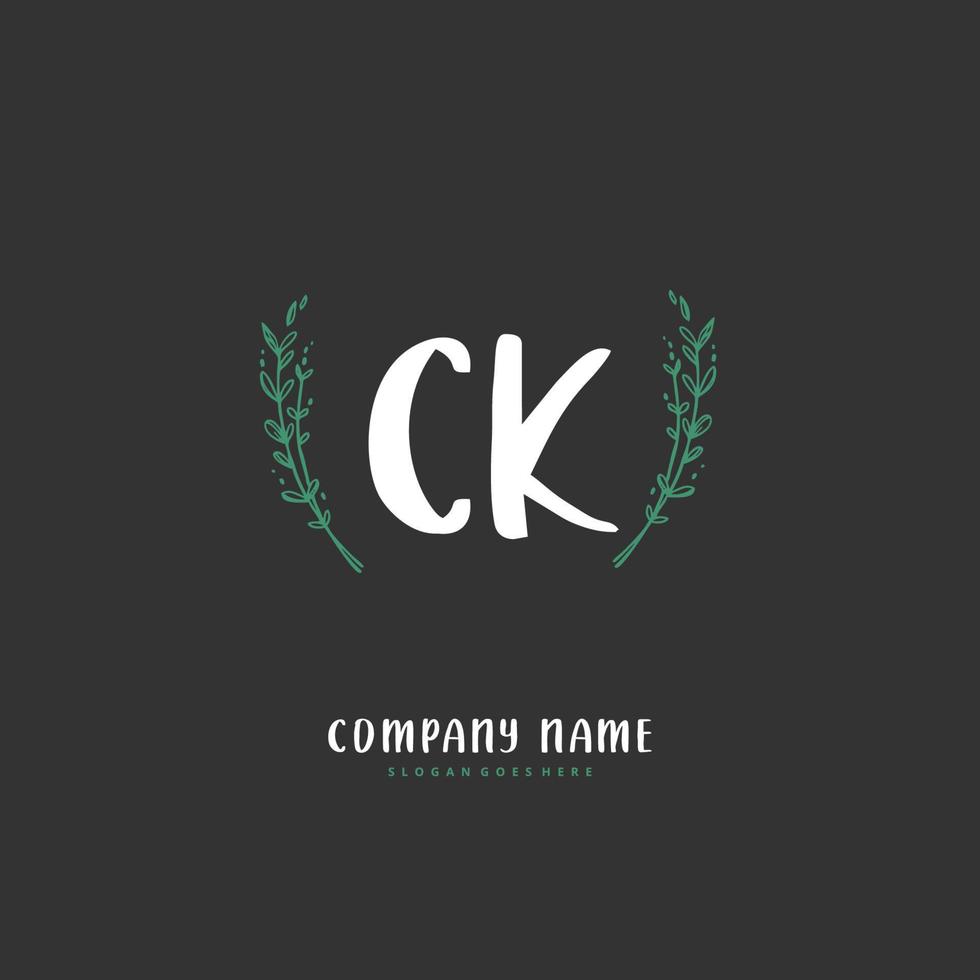 ck ck Anfangshandschrift und Signatur-Logo-Design mit Kreis. schönes design handgeschriebenes logo für mode, team, hochzeit, luxuslogo. vektor