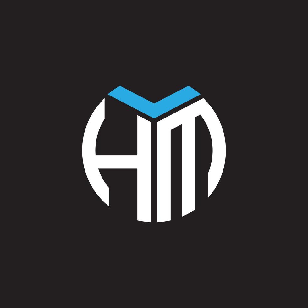 hm-Buchstaben-Logo-Design auf schwarzem Hintergrund. hm kreatives Initialen-Buchstaben-Logo-Konzept. hm Briefgestaltung. vektor