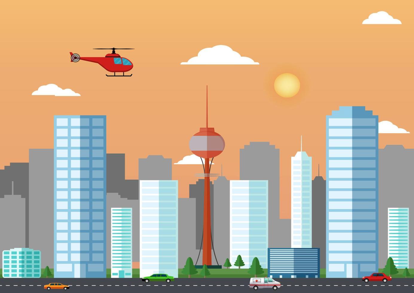 stad landskap bakgrund vektor illustration