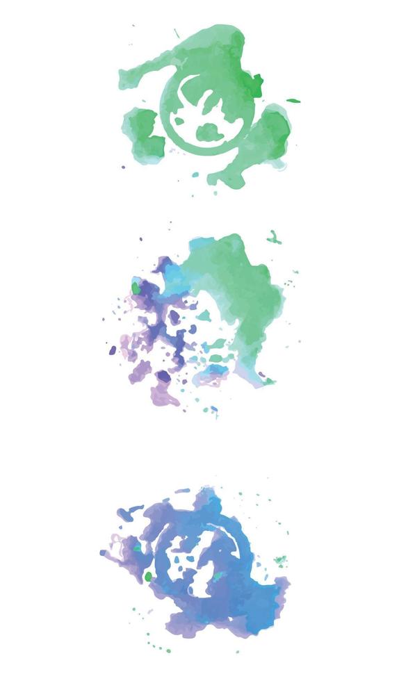abstrakt modern handmålad design med vattenfärg fläck penseldrag av blå grön moln vektor
