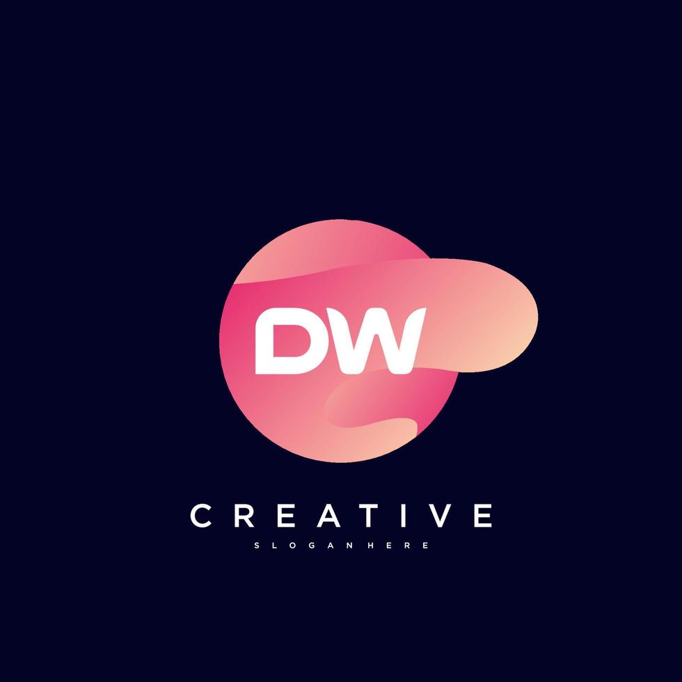 dw anfangsbuchstabe logo icon design template elemente mit welle bunt vektor