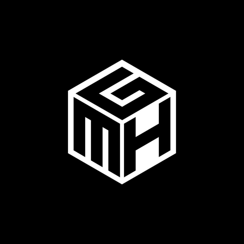 mhg-Brief-Logo-Design mit schwarzem Hintergrund in Illustrator. Vektorlogo, Kalligrafie-Designs für Logo, Poster, Einladung usw. vektor