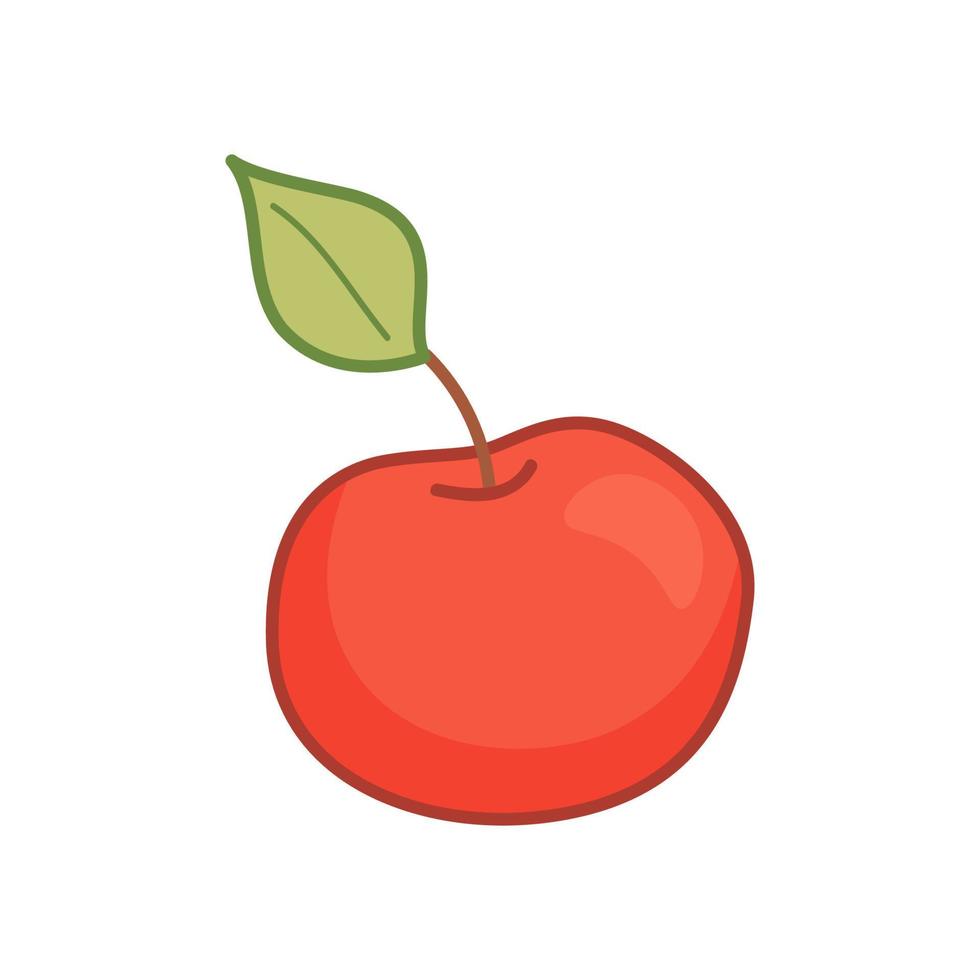 roter Apfel im Cartoon-Stil. handgezeichnete Früchte. Vektorgrafiken isoliert auf weißem Hintergrund. vektor