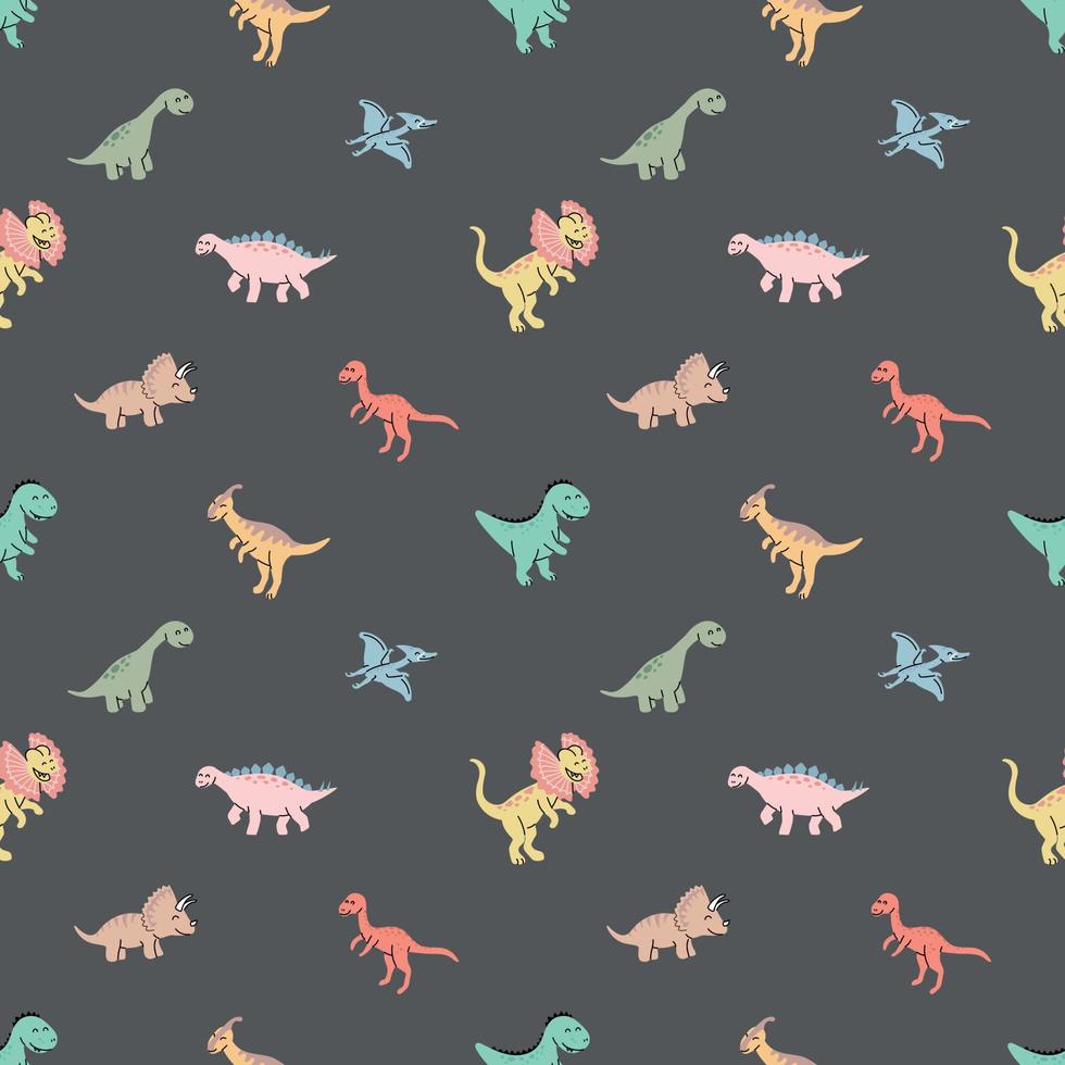 Nahtloses Muster mit handgezeichneten Dinosauriern im skandinavischen Stil. vektor