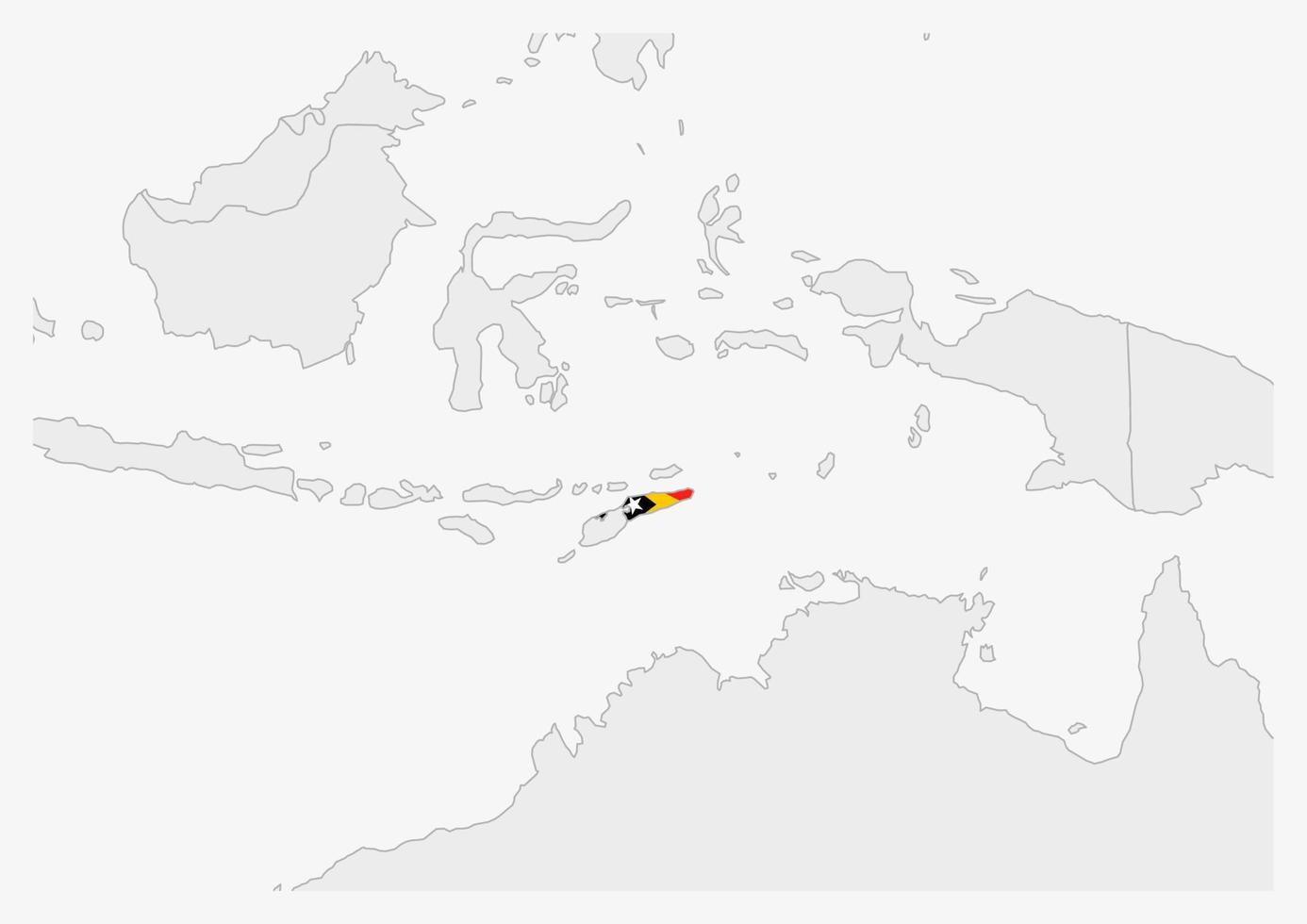 öst timor Karta markerad i Östtimor flagga färger vektor