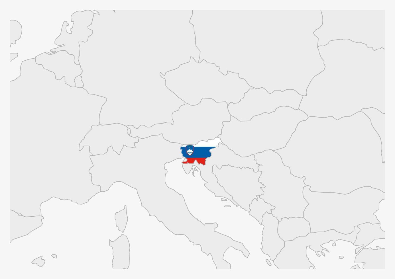 slovenien Karta markerad i slovenien flagga färger vektor
