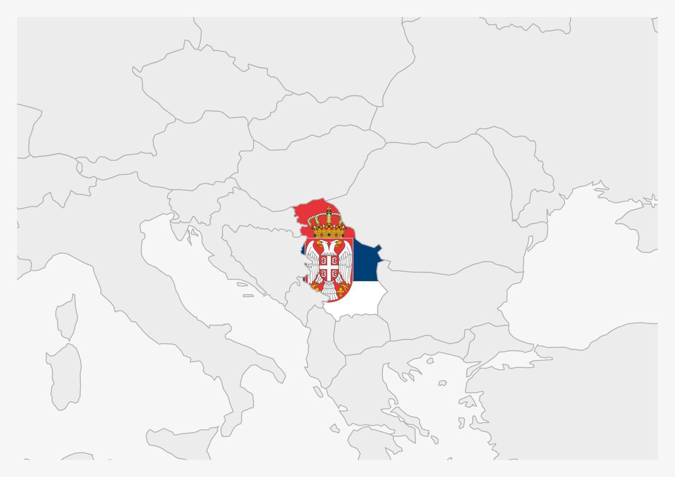 serbia Karta markerad i serbia flagga färger vektor