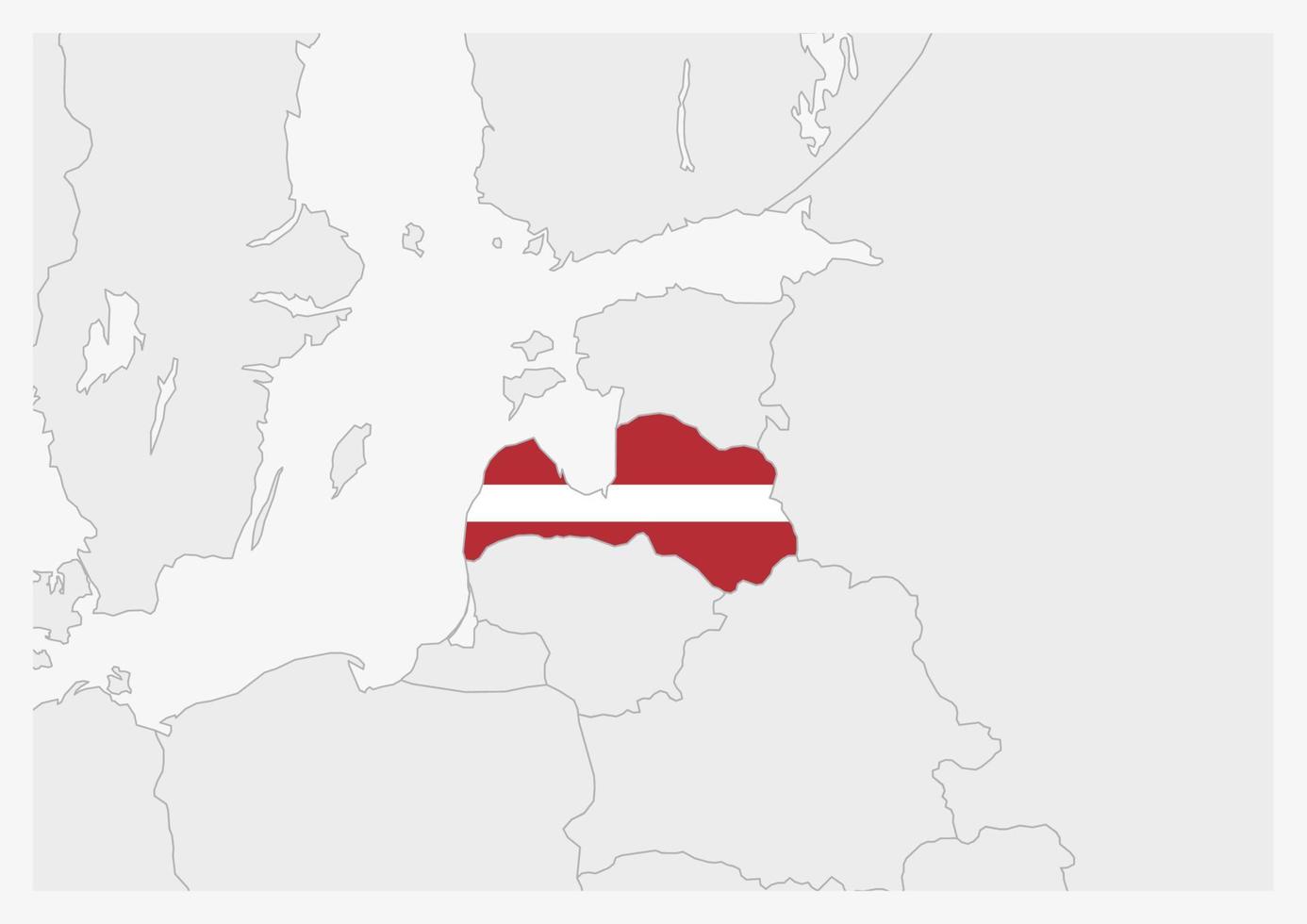 Lettland-Karte in den Farben der lettischen Flagge hervorgehoben vektor