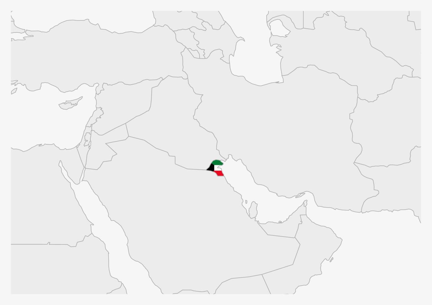 Kuwait-Karte in den Farben der Kuwait-Flagge hervorgehoben vektor
