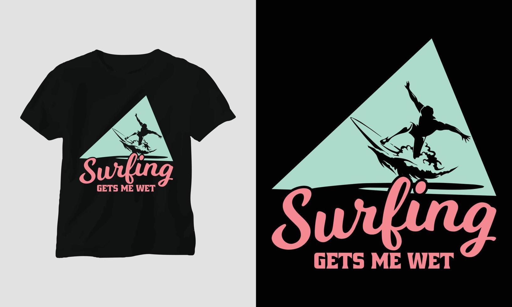 Surf-T-Shirt-Design, Retro-Farbe vektor