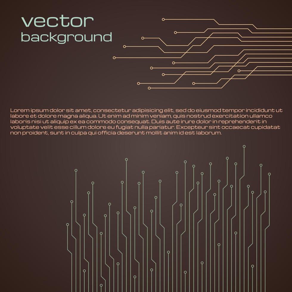 abstrakt teknologisk brun bakgrund med element av de mikrochip. krets styrelse bakgrund textur. vektor illustration.