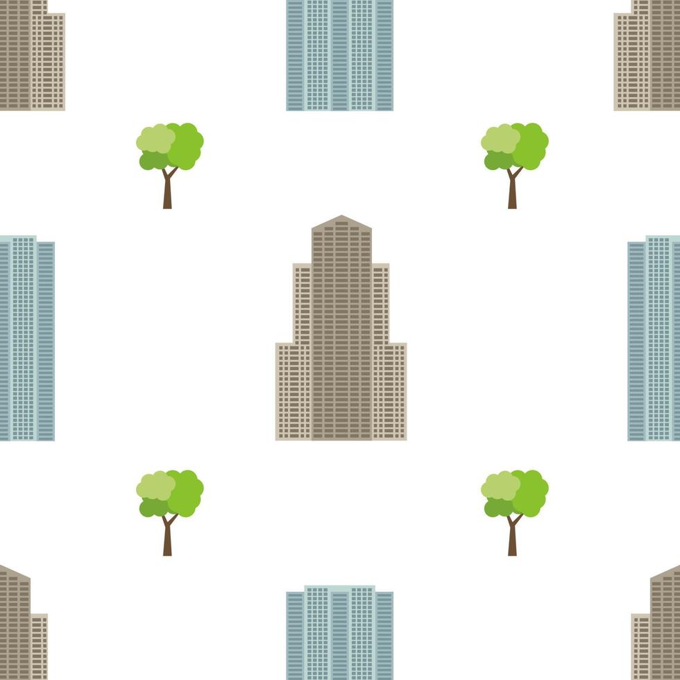 Nahtloser Stadthintergrund mit modernen Häusern und grünen Bäumen. Vektor-Illustration vektor