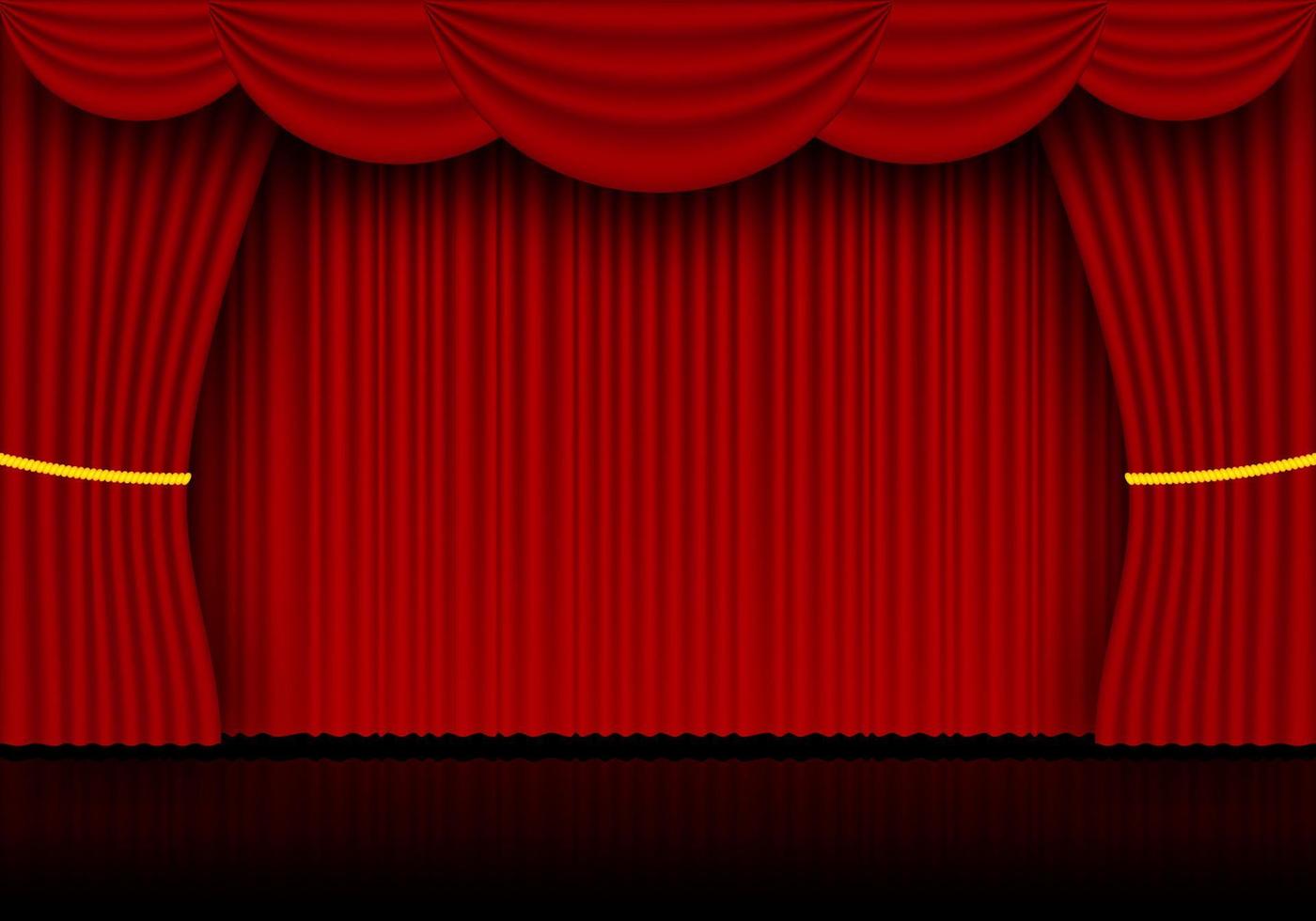 roter vorhang opern-, kino- oder theaterbühnenvorhänge. Spotlight auf geschlossenem Samtvorhanghintergrund. Vektor-Illustration vektor