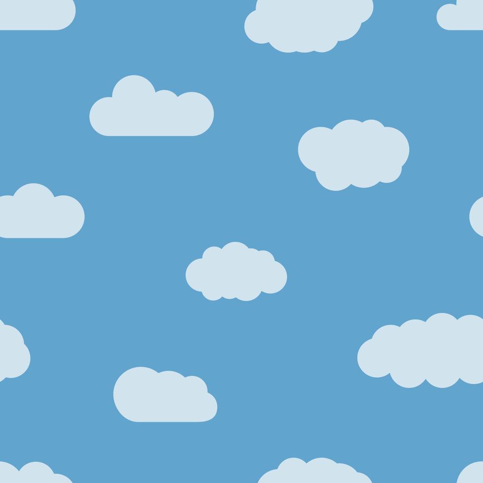 nahtloser hintergrund mit blauem himmel und weißen karikaturwolken. Vektor-Illustration. vektor