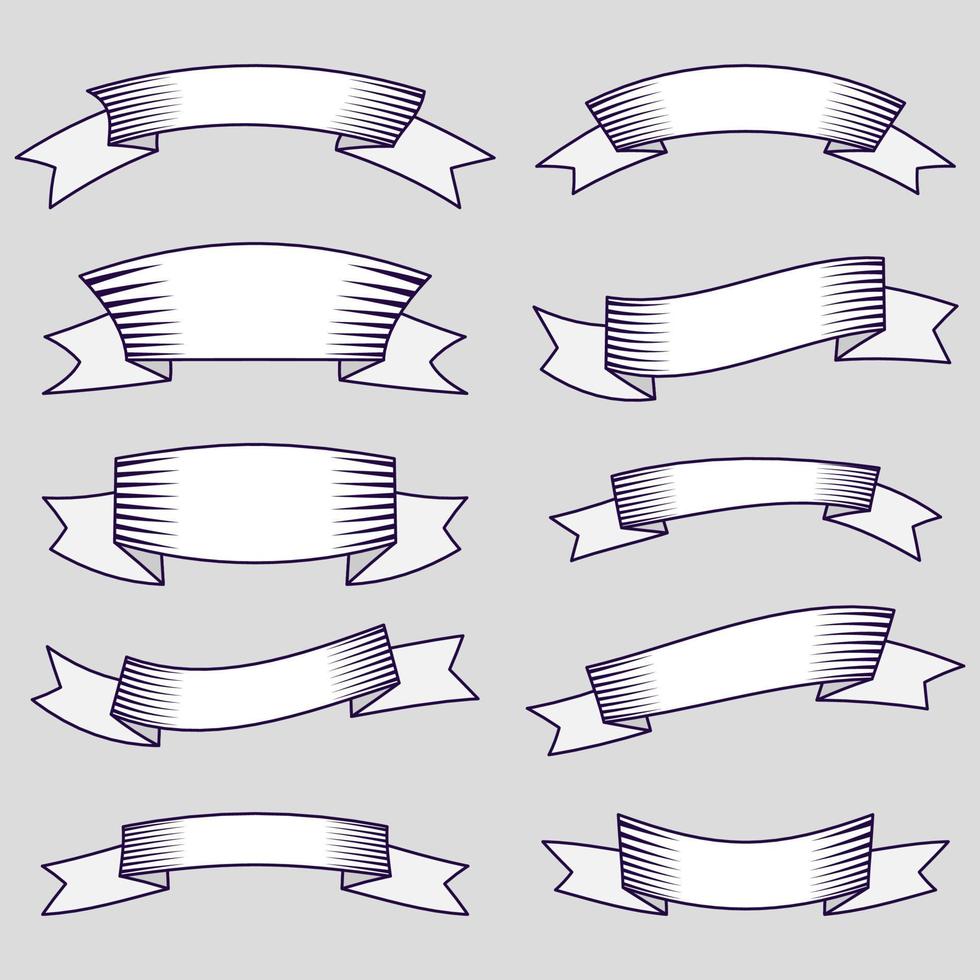 satz von zehn bändern und bannern für webdesign. tolles Gestaltungselement isoliert auf weißem Hintergrund. Vektor-Illustration. vektor