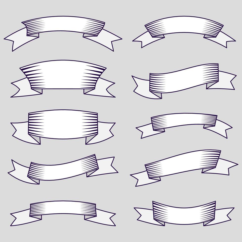 uppsättning av tio band och banderoller för webb design. bra design element isolerat på vit bakgrund. vektor illustration.