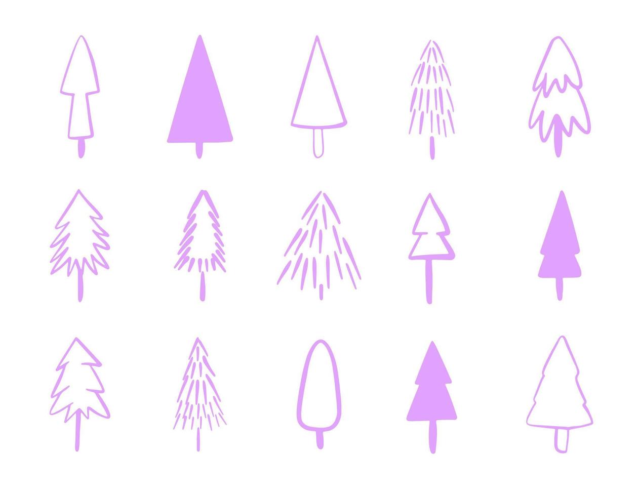 jul träd linje ikoner. redigerbar stroke. innehåller sådan ikoner som jul träd, natur, Semester, jul, tall träd, vinter. vektor