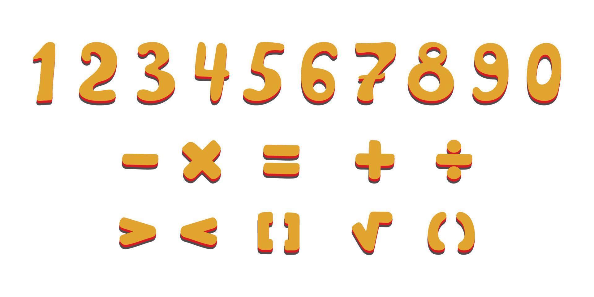 tecknad serie tal och tecken för inlärning matematik och aritmetisk vektor