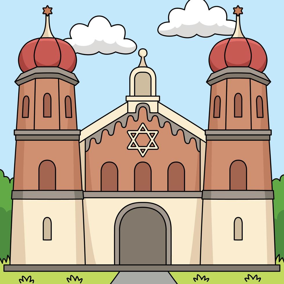 Chanukka jüdische Kirche farbiger Cartoon vektor