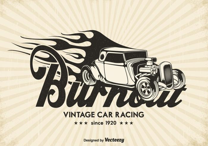 Gratis Vintage Race Car Burnout Vector Bakgrund