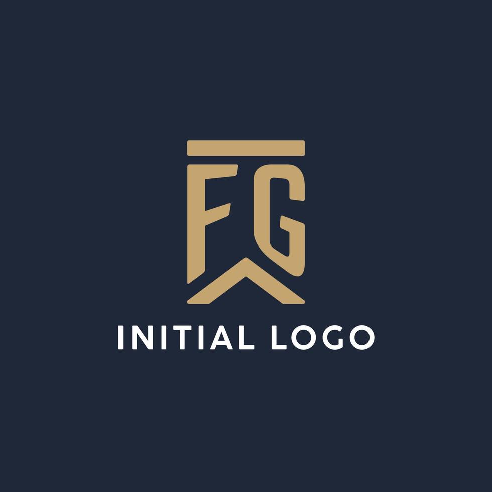 fg första monogram logotyp design i en rektangulär stil med böjd sidor vektor