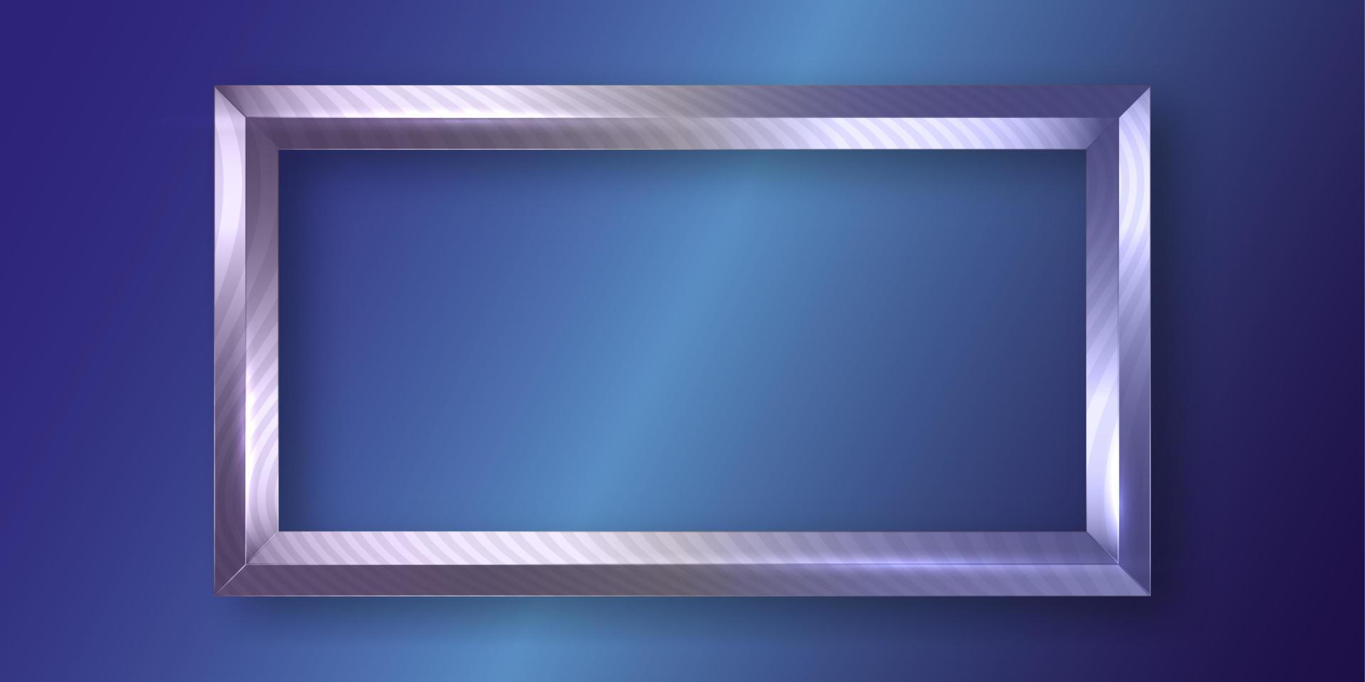 rektangel ram i förgyllda trä, randig utsmyckad metallisk vit guld bild ram, klassisk silver- lyx gräns vektor illustration isolerat på blå bakgrund