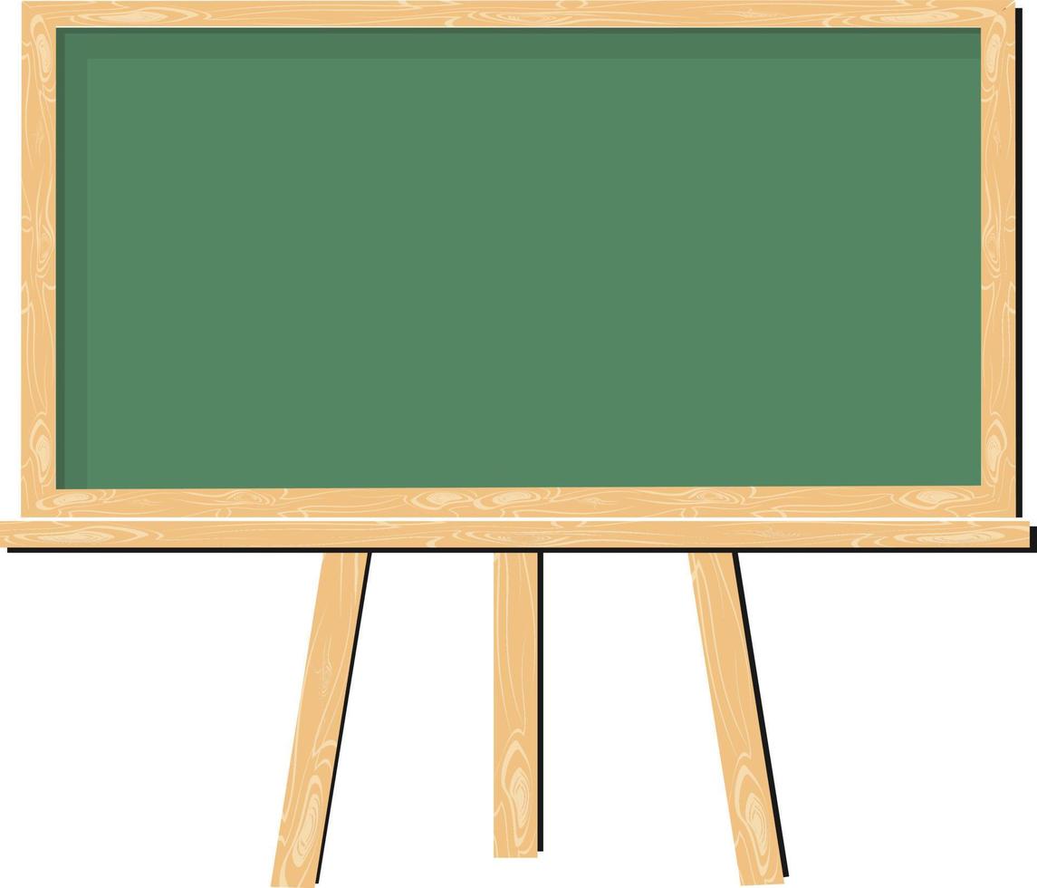 eine grüne Tafel mit Holzrahmen, die an der Wand des Schulklassenzimmers befestigt wird, um darauf zu schreiben und zu erklären vektor