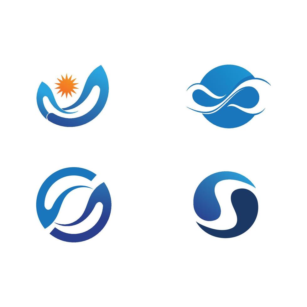 isoliertes Logo in runder Form. Logo in blauer Farbe. fließendes Wasserbild. meer, ozean, flussoberfläche. vektor