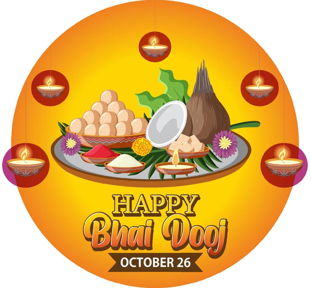 Happy Bhai Dooj Day Text Banner Design vektor