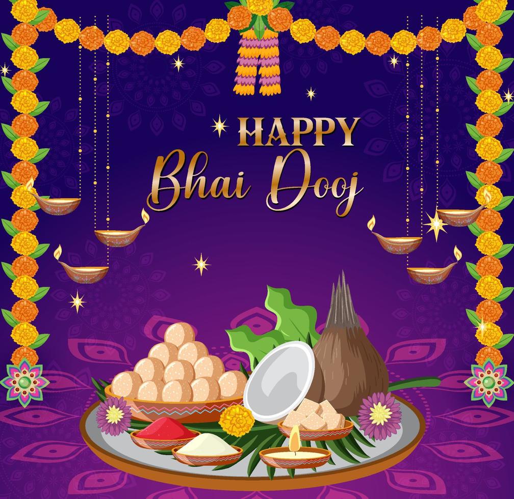 Lycklig bhai dooj affisch design vektor