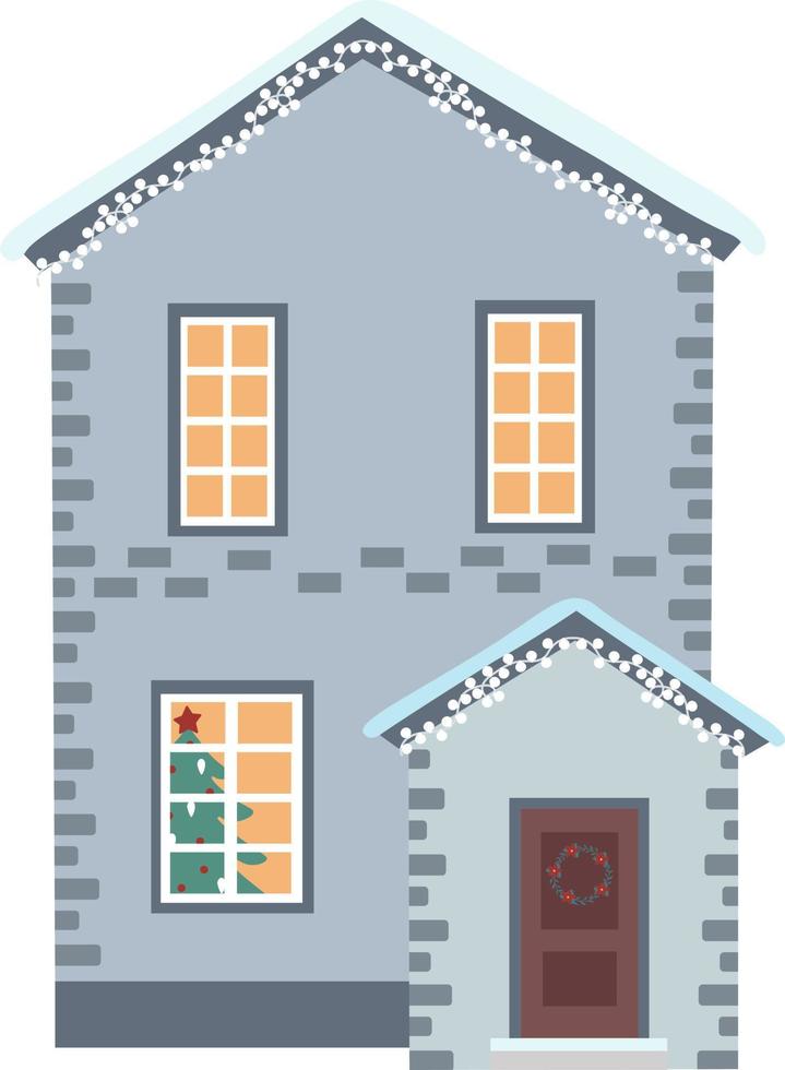 vektor illustration av scandinavian hus. uppsättning av isolerat dekorerad byggnader för ny år och jul