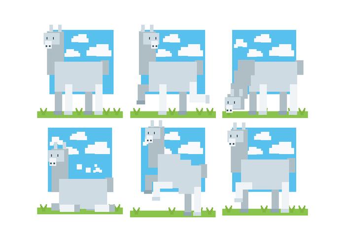 Pixel Style Alpaca Ikoner Vector