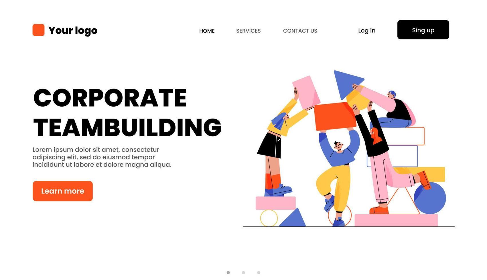 Corporate Teambuilding Landing Page, Teamarbeit vektor