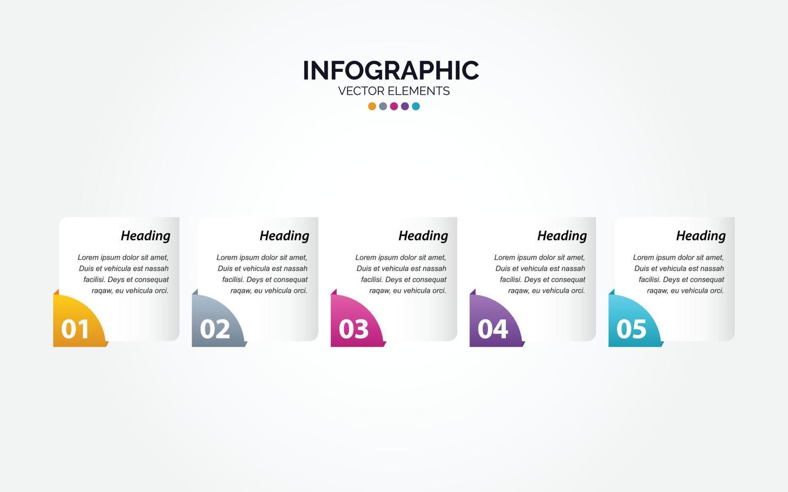 5 steg företag horisontell infographic mall vektor