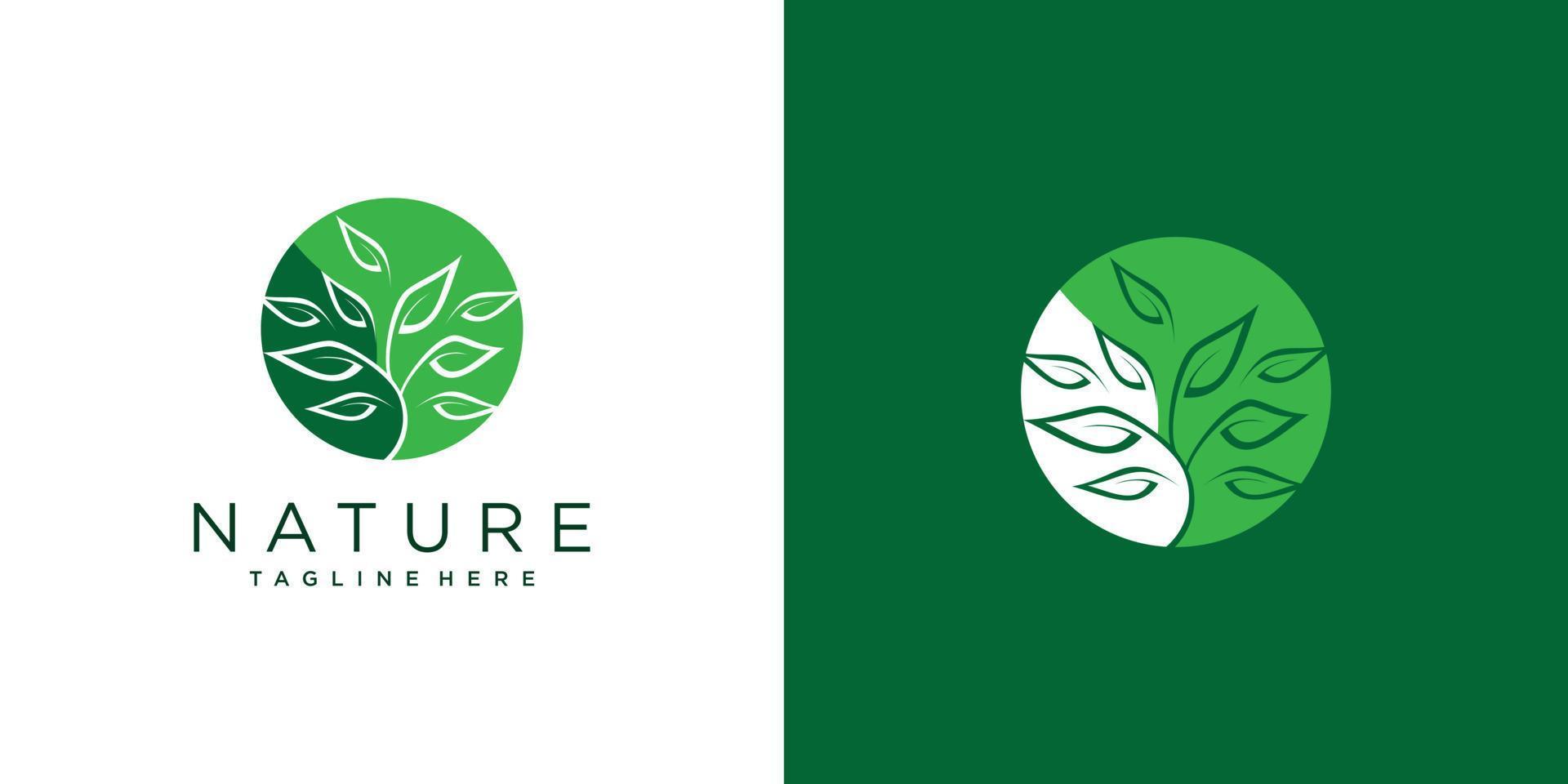 Natur-Logo-Design mit kreativem Konzept-Premium-Vektor vektor