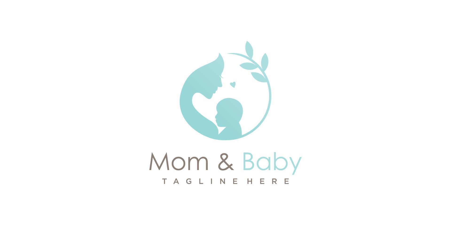 Mama- und Baby-Logo-Design mit modernem Premium-Vektor im einzigartigen Stil vektor