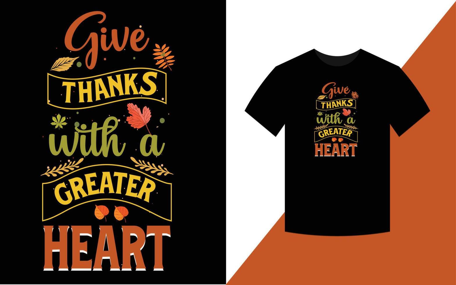 Thanksgiving typografischer T-Shirt-Designvektor, danke mit größerem Herzen vektor